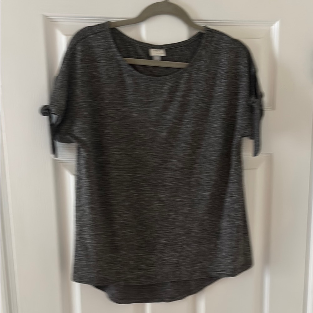 A New Day Gray Tie Front Short Sleeve T-Shirt